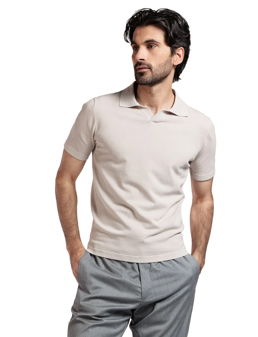 Thomas Maine polo beige v-hals effen