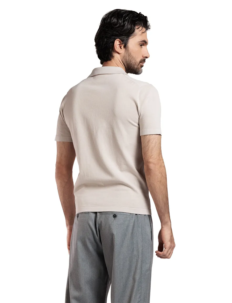 Thomas Maine polo beige v-hals effen