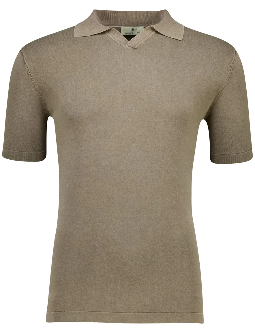 Thomas Maine polo bruin normale fit katoen effen