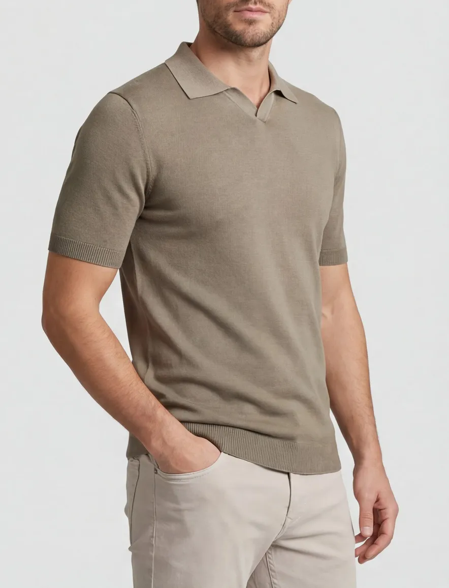 Thomas Maine polo bruin normale fit katoen effen