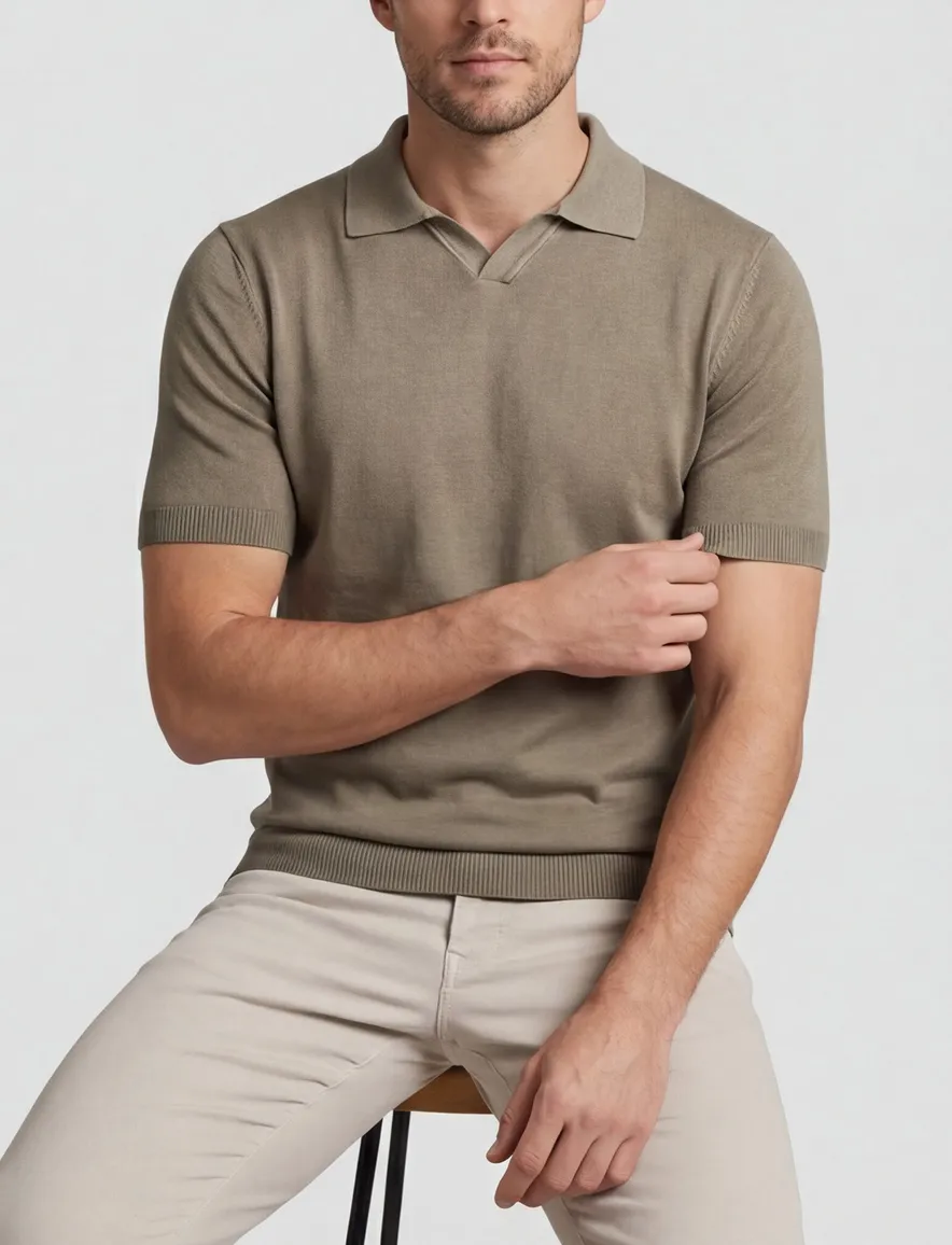 Thomas Maine polo bruin normale fit katoen effen