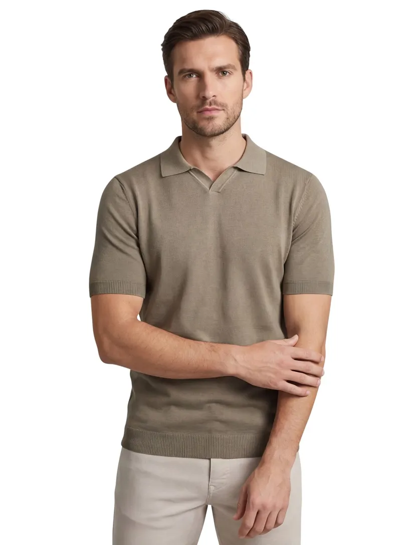 katoenen Thomas Maine polo bruin effen normale fit