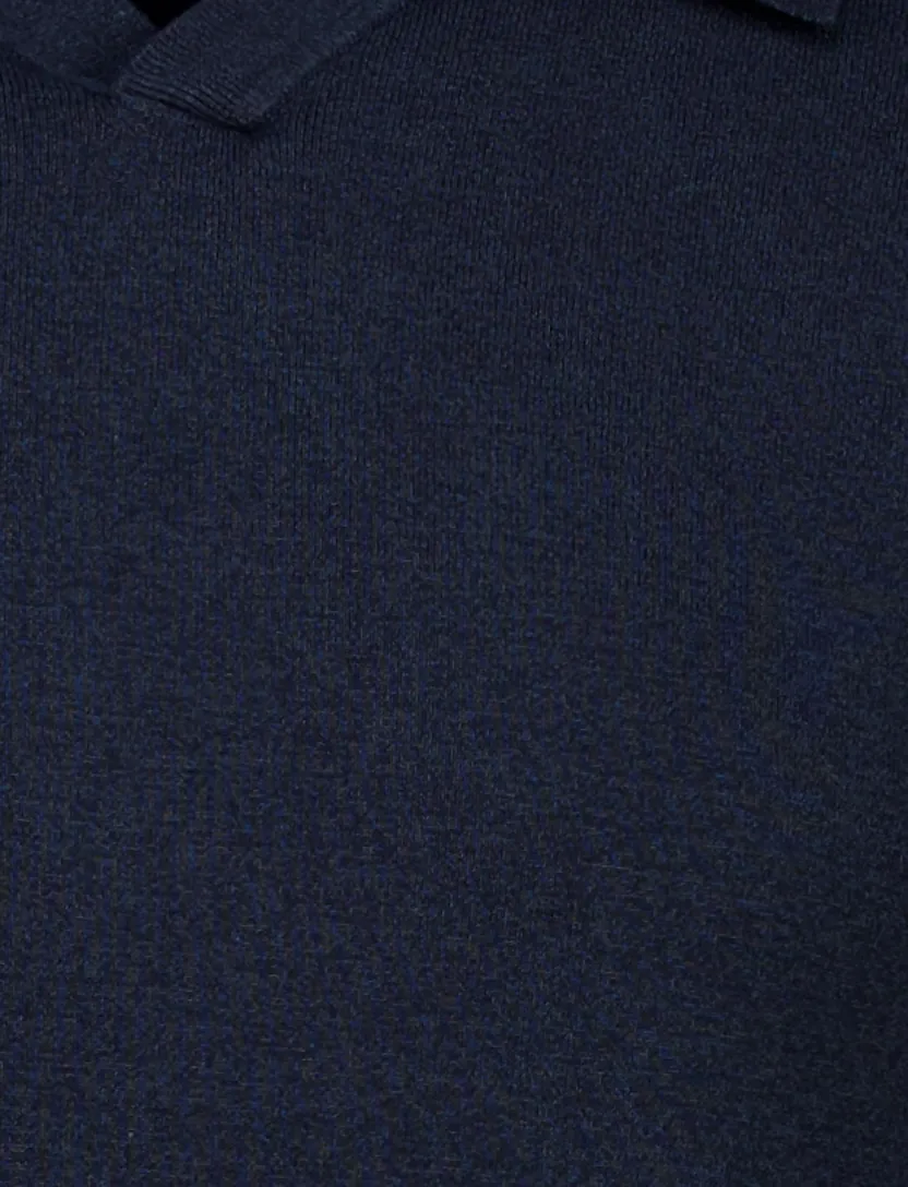 Thomas Maine polo donkerblauw v-hals katoen