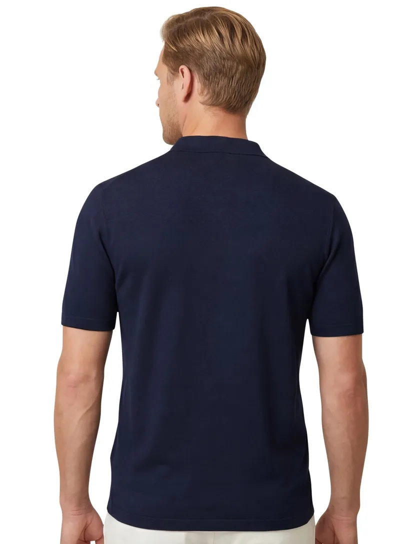 Thomas Maine polo donkerblauw v-hals katoen