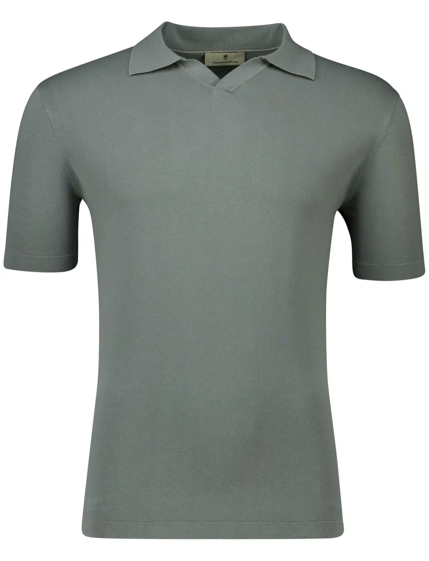 Thomas Maine poloshirt groen effen normale fit katoen