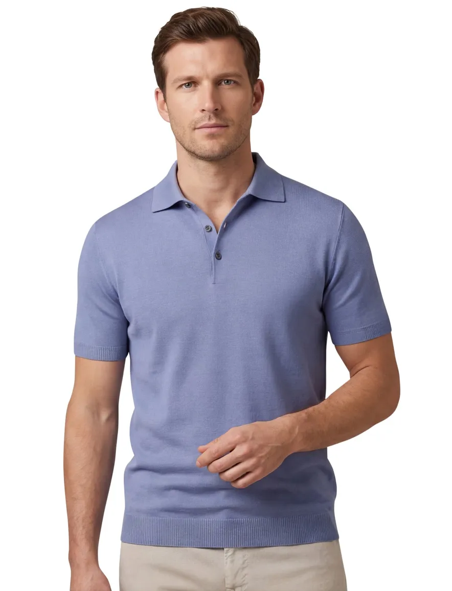 Thomas Maine polo blauw lyocell