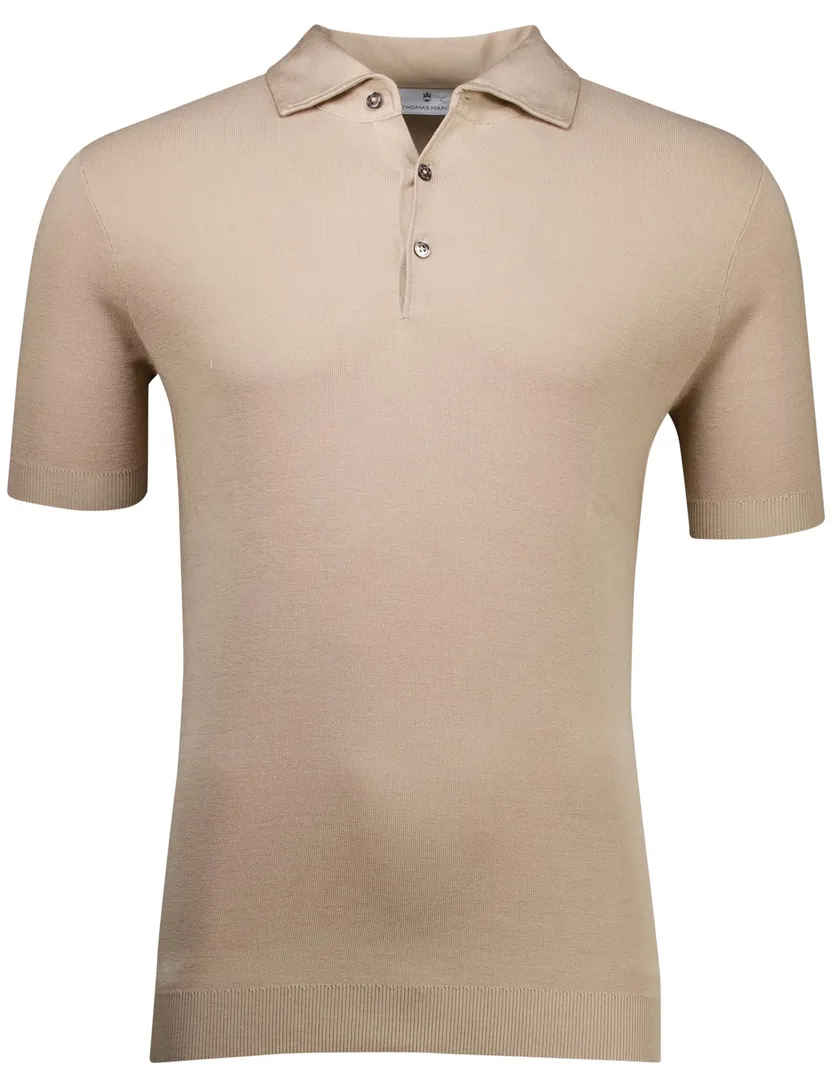 Thomas Maine polo beige gebreid normale fit