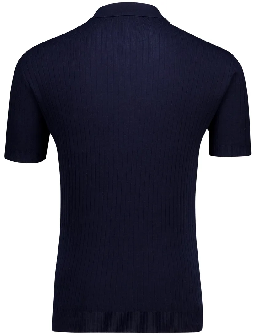 Thomas Maine polo trui donkerblauw lyocell met boord