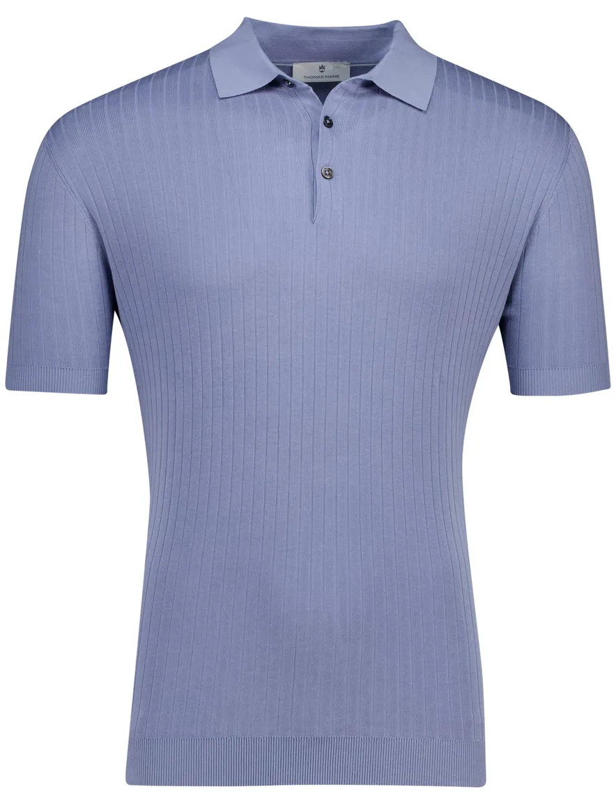 Thomas Maine polo trui korte mouw lichtblauw
