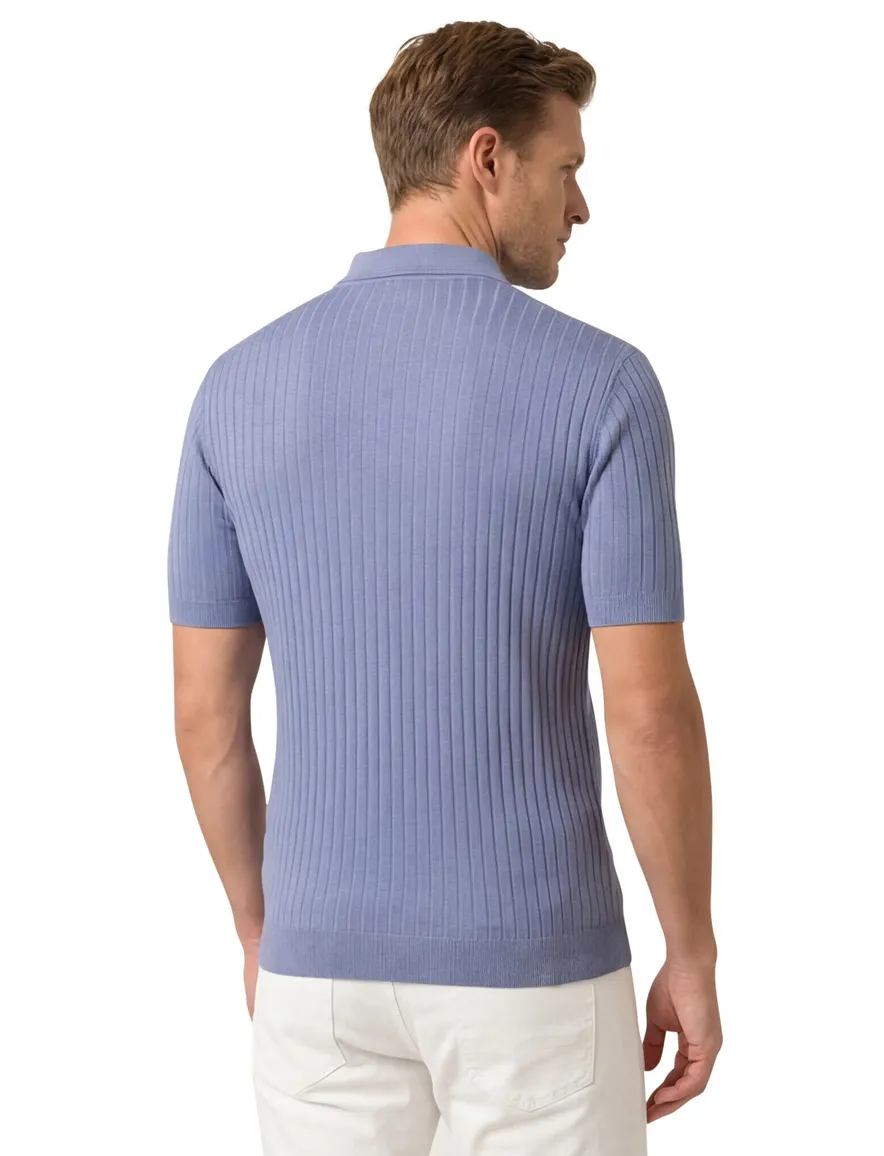 Thomas Maine polo trui korte mouw lichtblauw