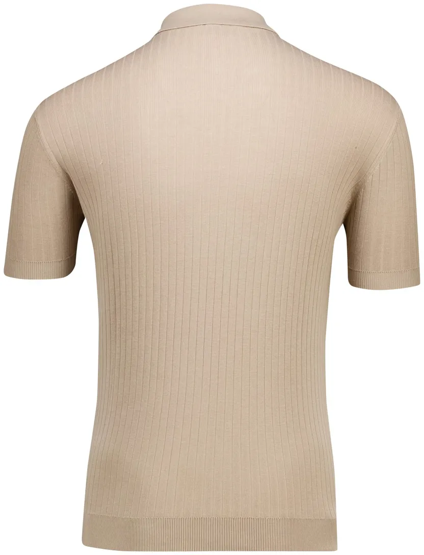 Thomas Maine polo trui camel lyocell 3-knoops