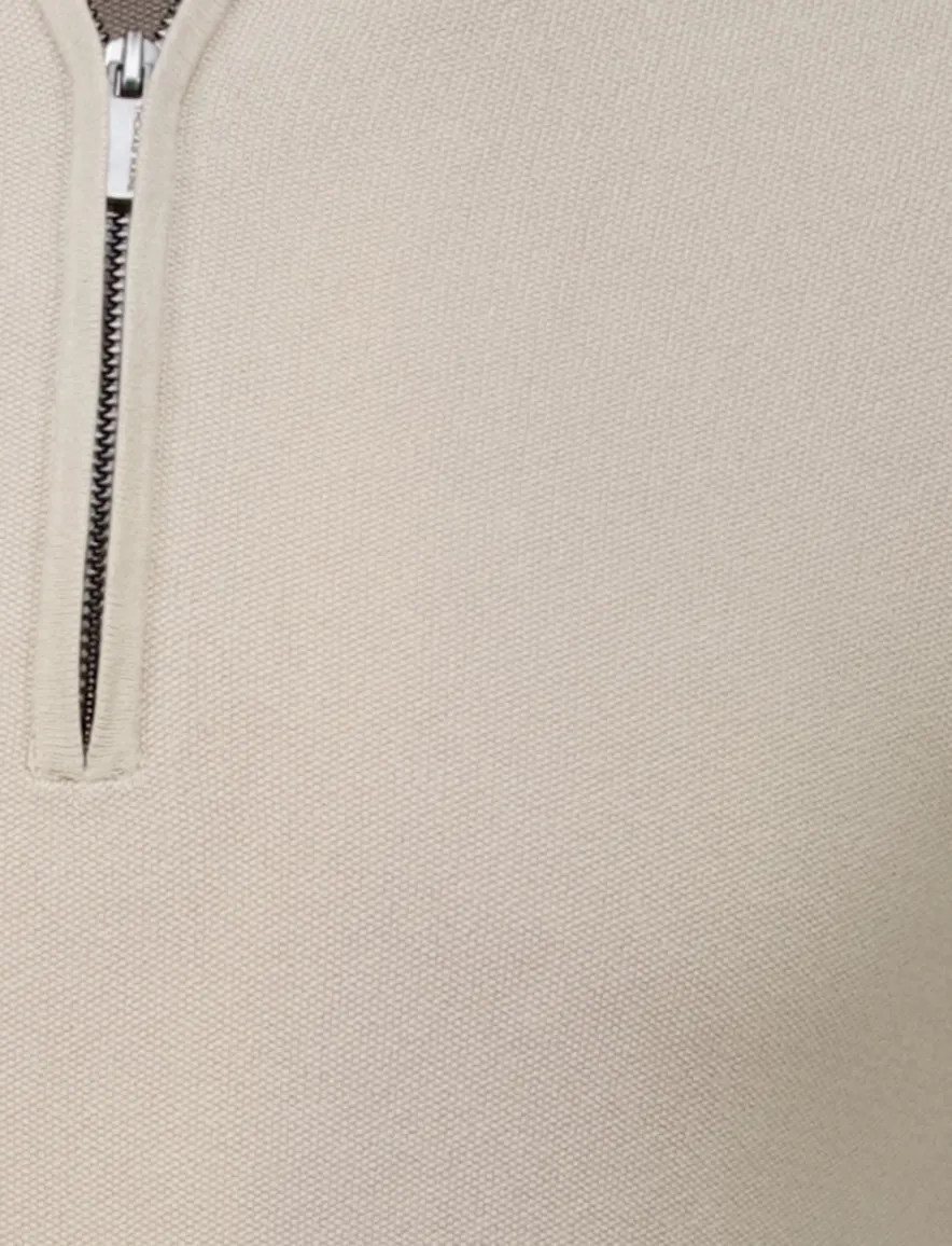 Thomas Maine trui half zip beige