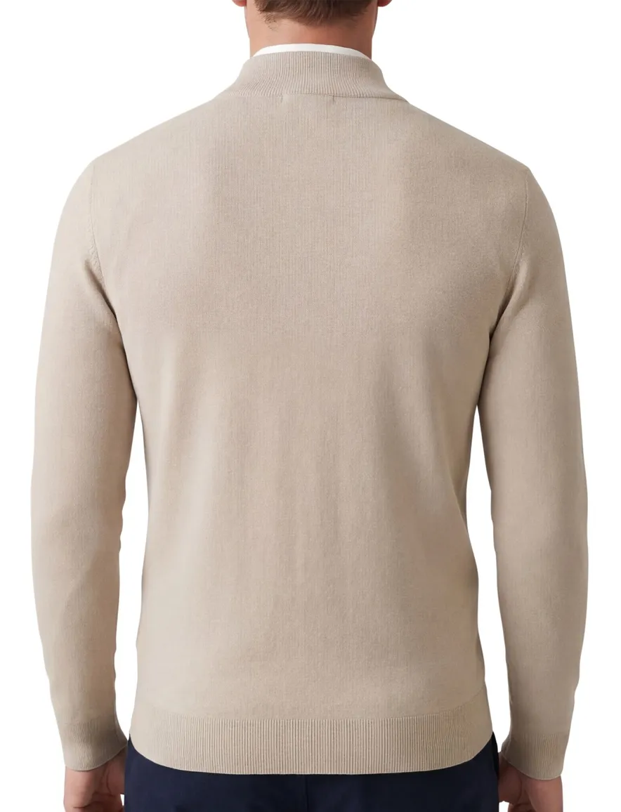 Thomas Maine trui half zip beige