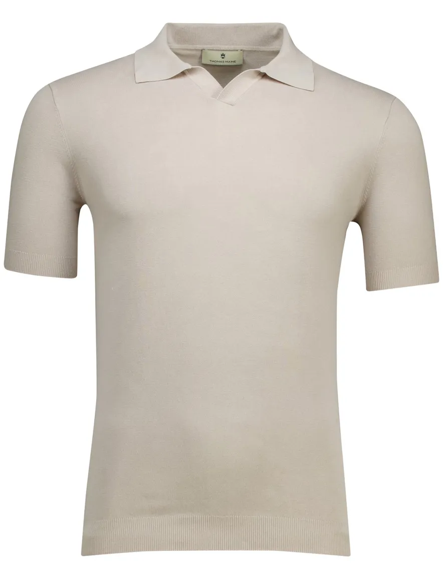 Thomas Maine trui polo beige normale fit katoen
