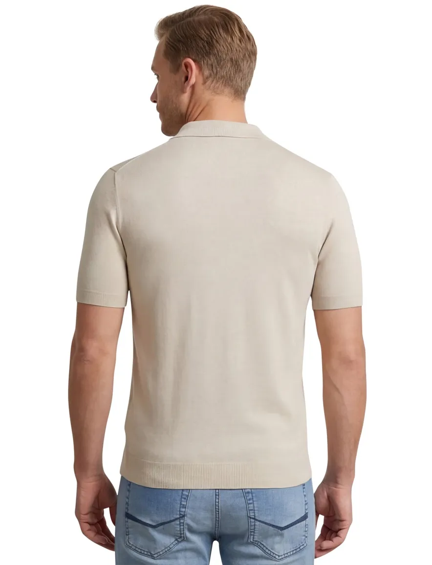 Thomas Maine trui polo beige normale fit katoen