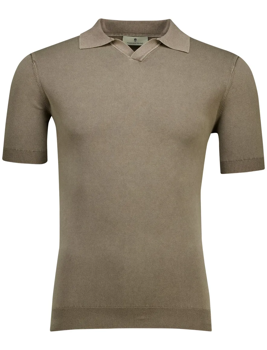 Thomas Maine trui t-shirt v-hals bruin