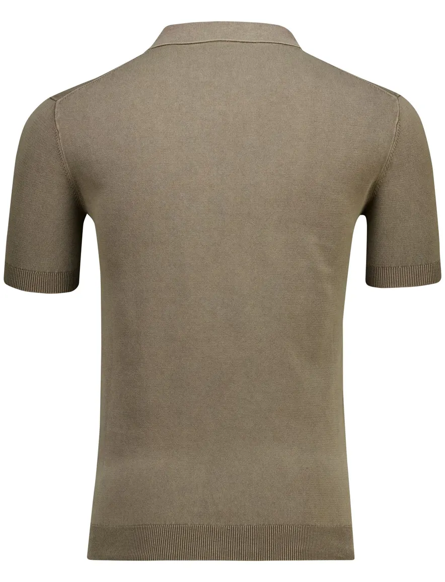 Thomas Maine polo v-hals bruin effen normale fit