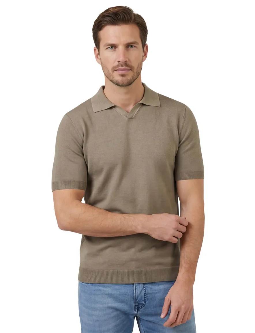 Thomas Maine trui t-shirt v-hals bruin