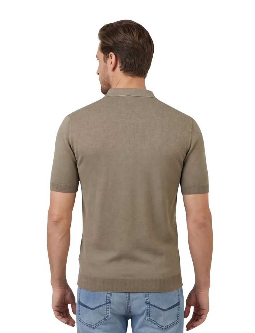 Thomas Maine trui t-shirt v-hals bruin
