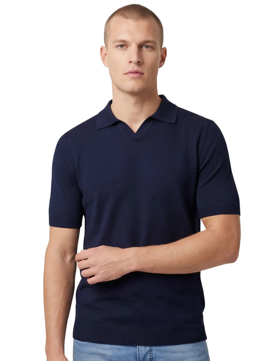 Thomas Maine polo v-hals donkerblauw normale fit