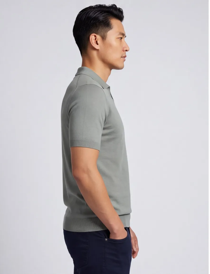 Thomas Maine polo v-hals groen effe normale fit