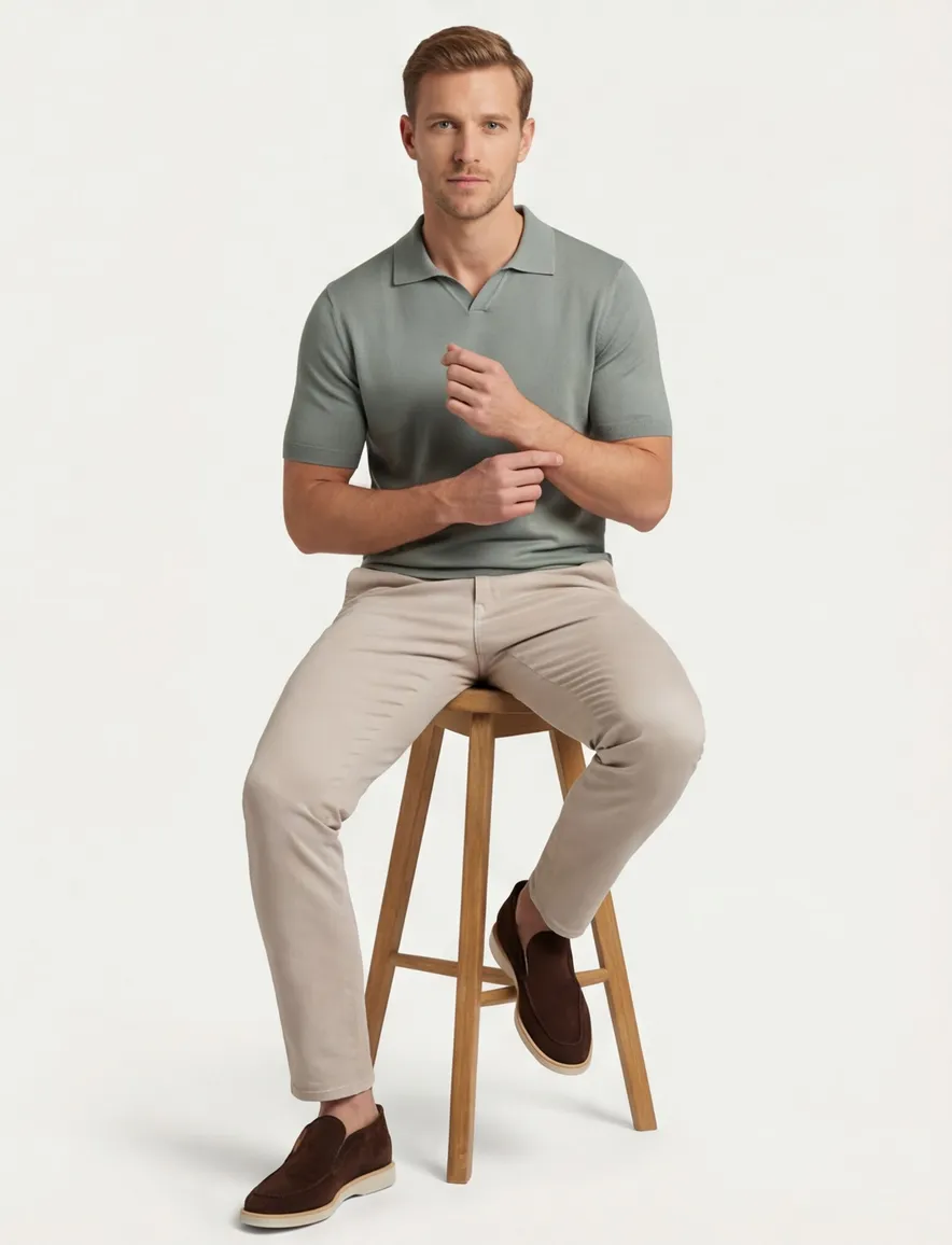 ThomasMaine trui t-shirt v-hals groen