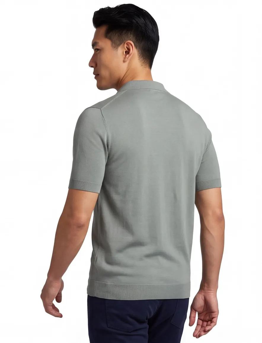 Thomas Maine polo v-hals groen effe normale fit