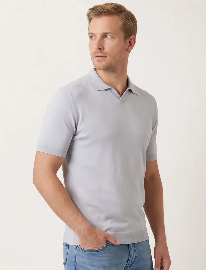 katoenen Thomas Maine poloshirt grijs effen normale fit