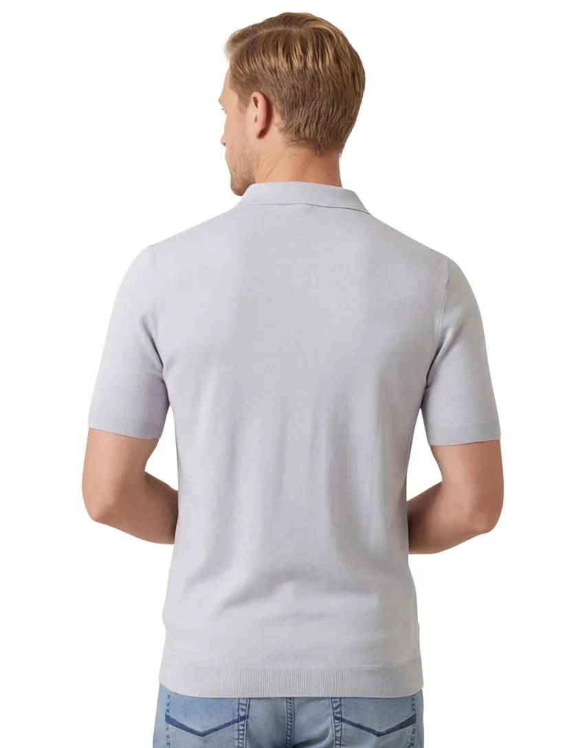 katoenen Thomas Maine poloshirt grijs effen normale fit