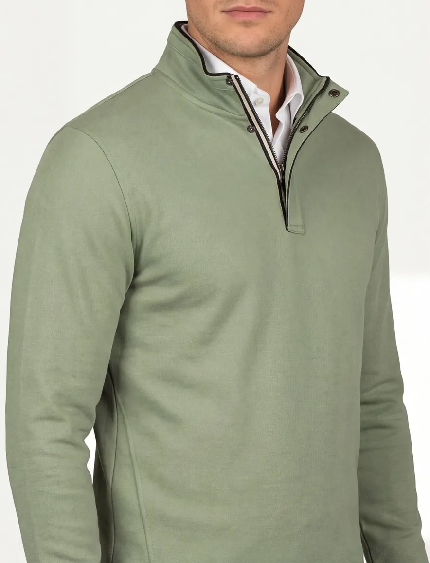 Baileys trui half zip groen katoen