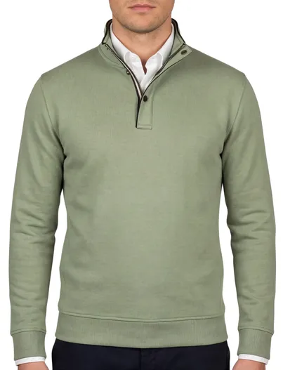 Baileys Baileys trui half zip groen katoen