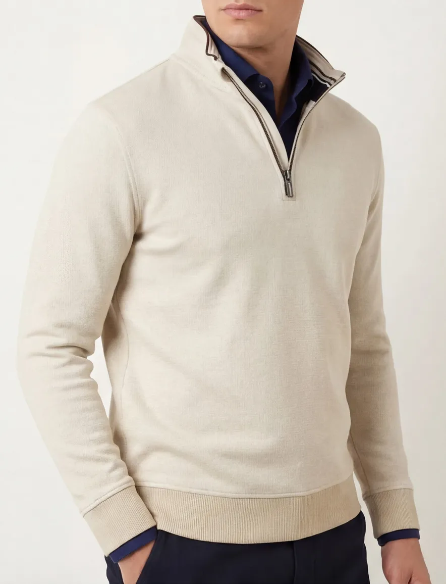 Baileys trui half zippper beige