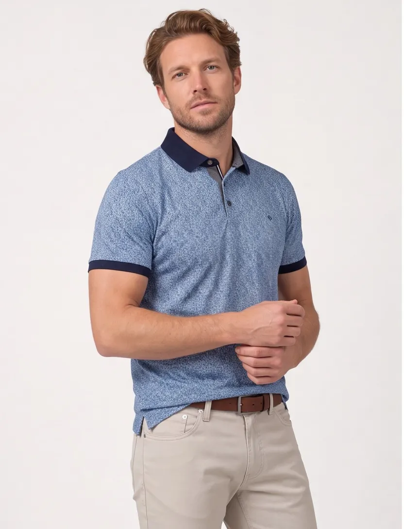 Baileys polo blauw geprint