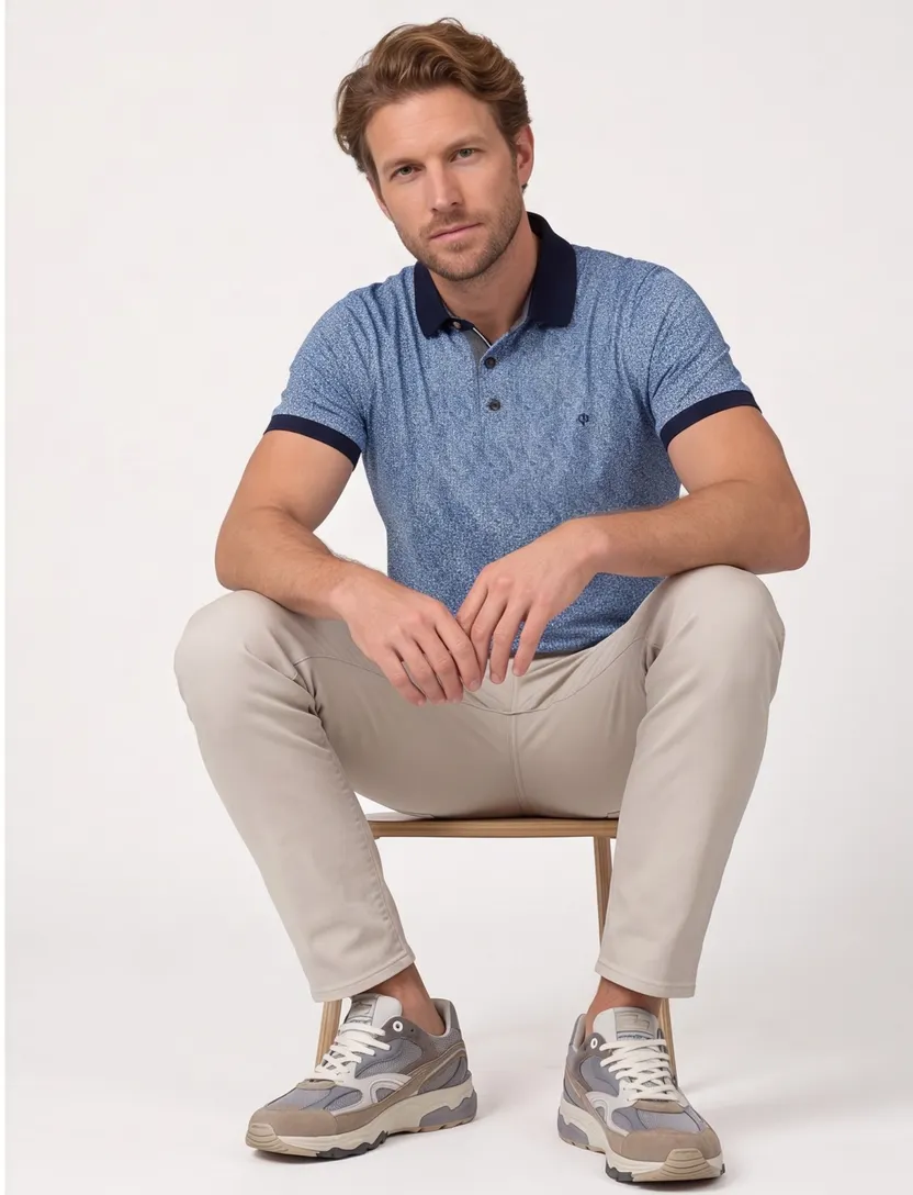 Baileys polo blauw geprint