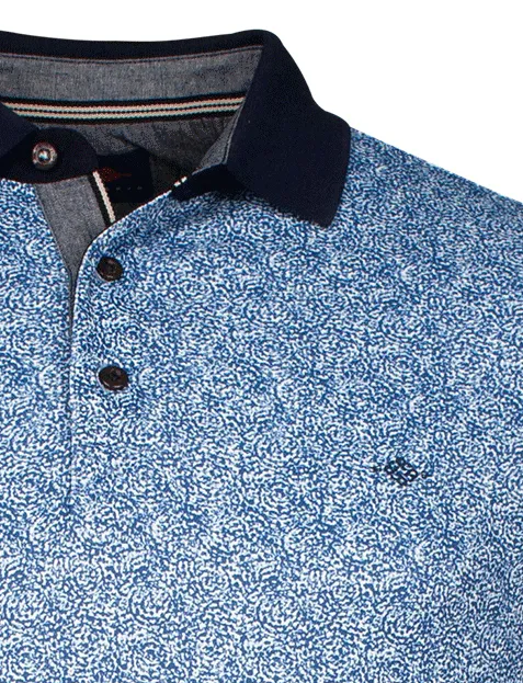 Baileys polo blauw geprint katoen