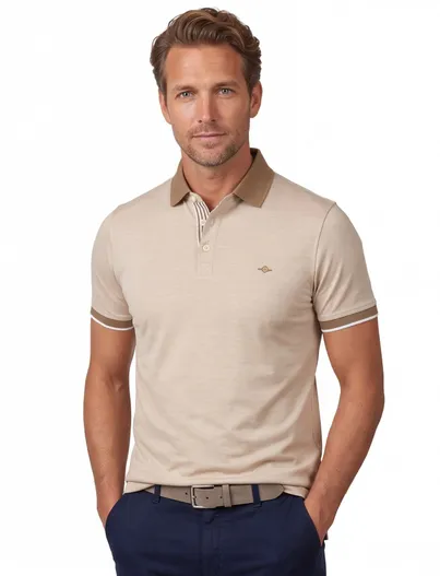 Baileys Baileys poloshirt korte mouw beige