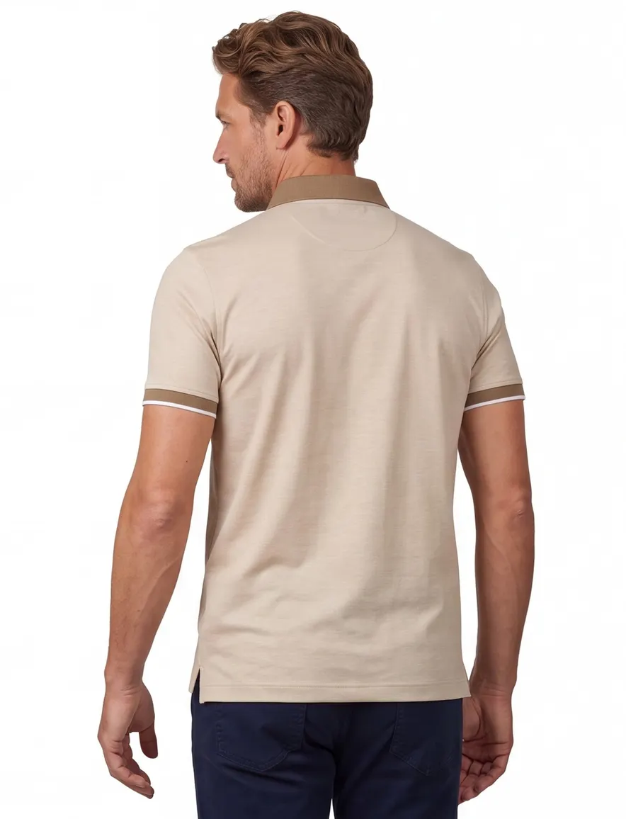 Baileys poloshirt korte mouw beige