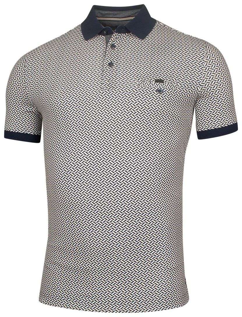 Baileys polo donkerblauw geprint katoen