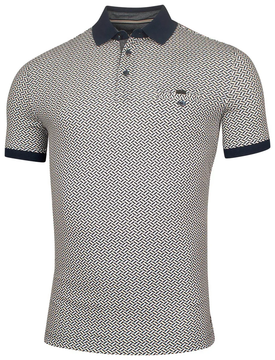 Baileys polo donkerblauw geprint