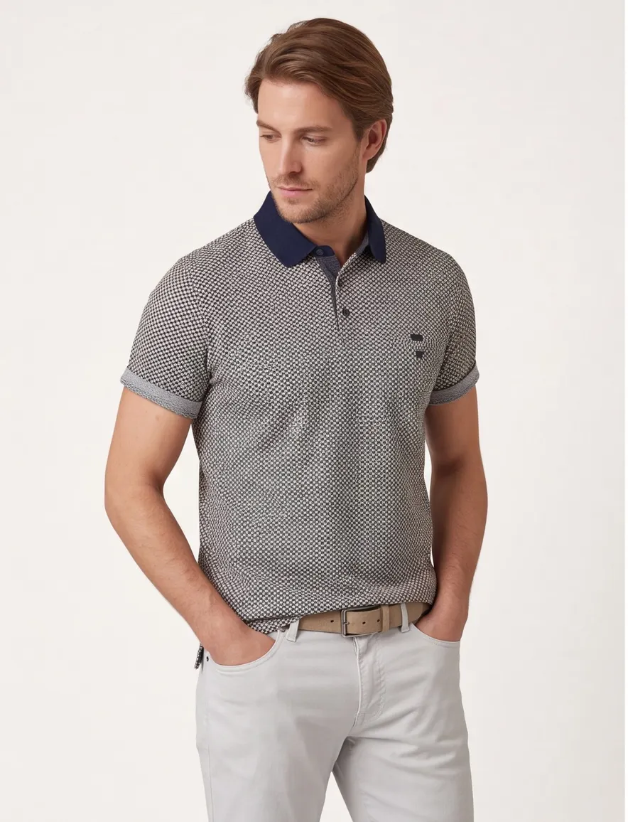 Baileys polo donkerblauw geprint