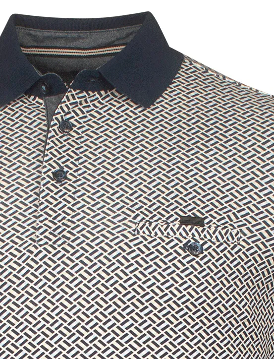 Baileys polo donkerblauw geprint