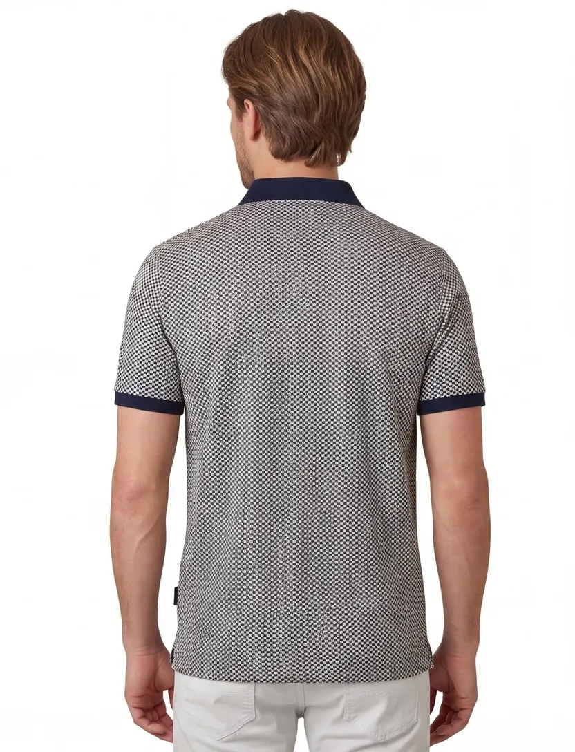 Baileys polo donkerblauw geprint katoen