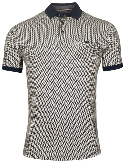 Baileys Baileys polo donkerblauw geprint katoen