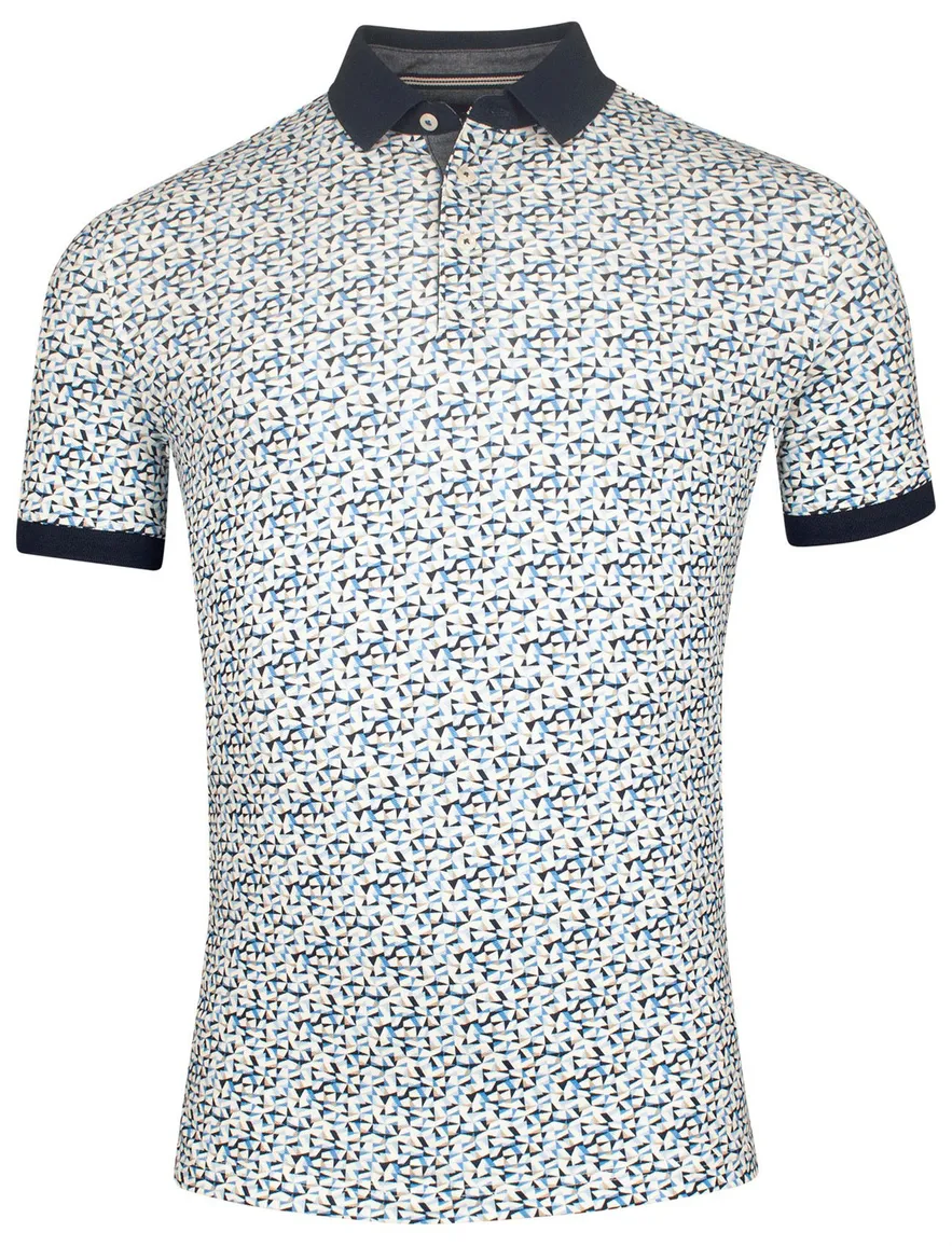 Baileys polo blauw geprint katoen