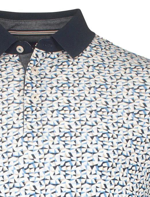 Baileys polo blauw geprint katoen