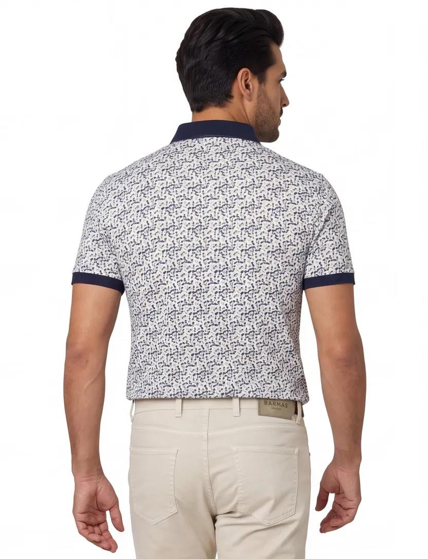 Baileys polo blauw geprint korte mouw