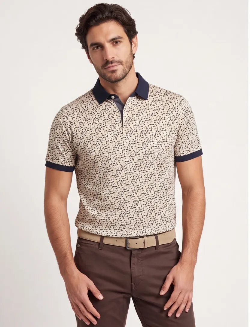 Baileys polo beige geprint multicolor