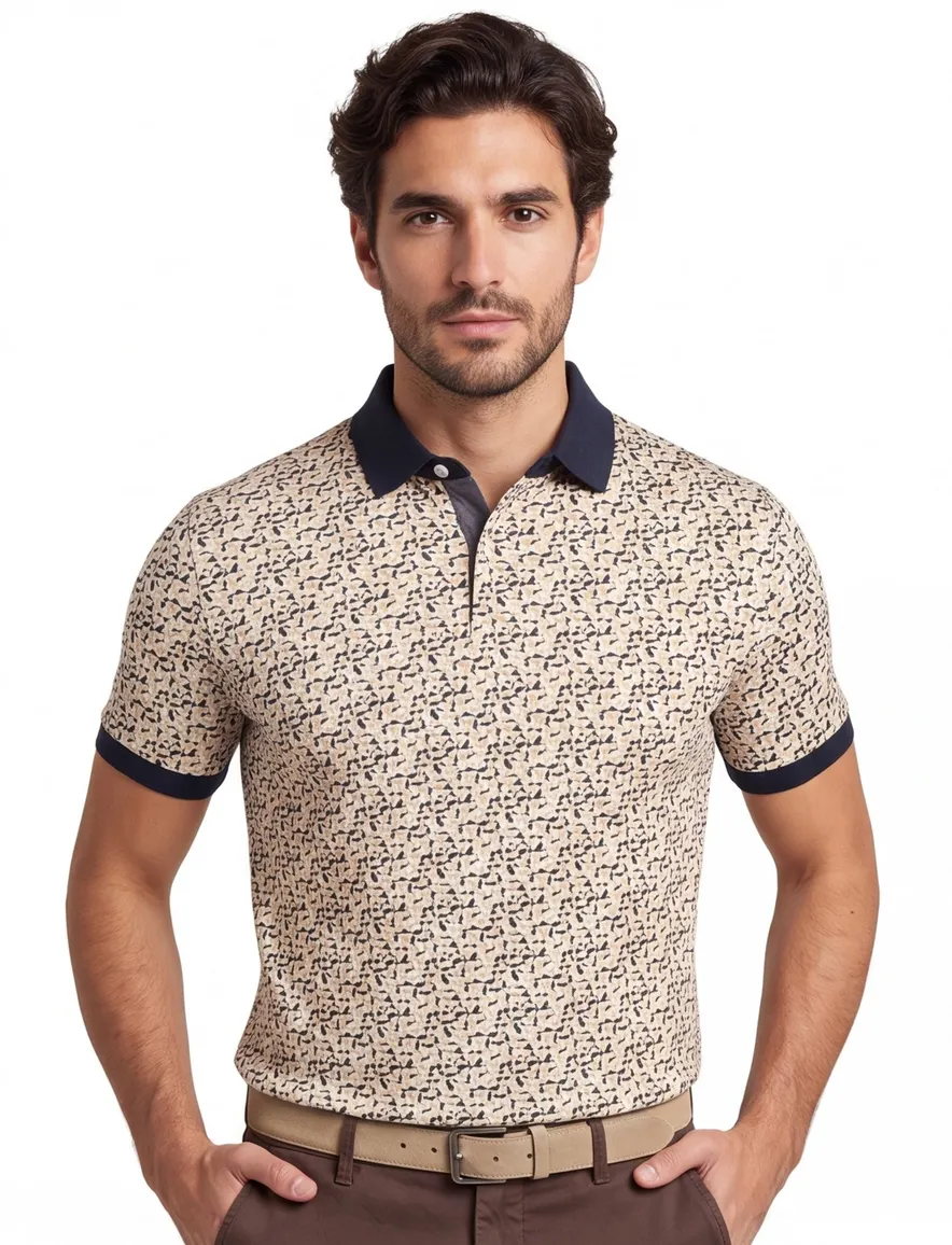 Baileys polo beige geprint