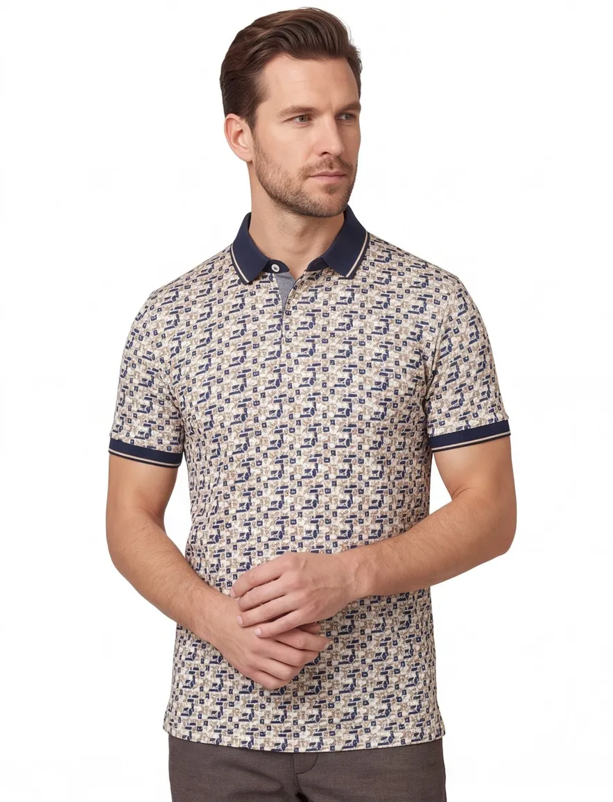 Baileys polo beige geprint
