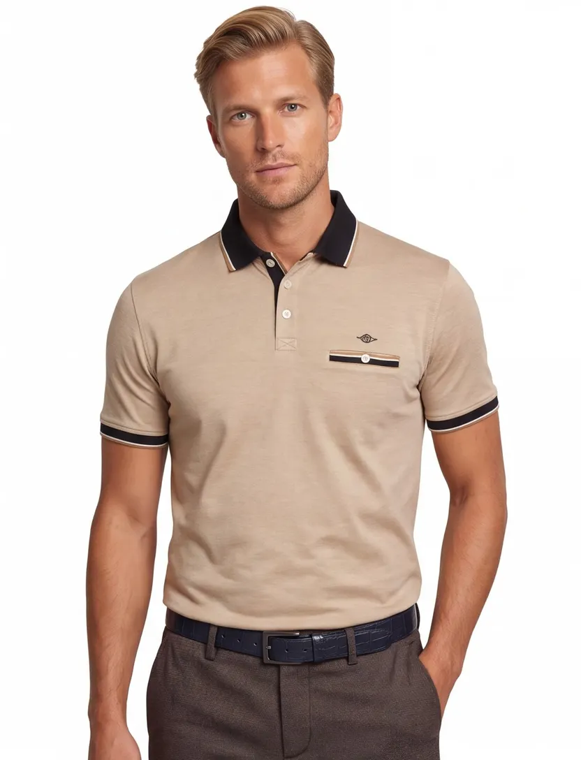 Baileys polo beige met borstzak